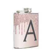 Blush Pink Rose Gold Glitter en Sparkle Monogram Heupfles (Rechts)