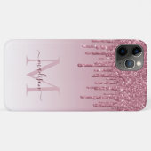 Blush Pink Rose Gold Glitter Glam Sparkle Monogram Case-Mate iPhone Case (Achterkant (horizontaal))