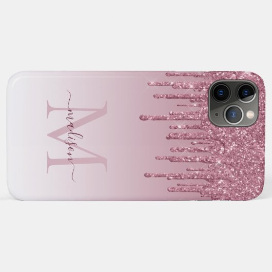 Blush Pink Rose Gold Glitter Glam Sparkle Monogram Case-Mate iPhone Case (Achterkant (horizontaal))