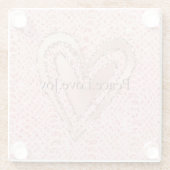 Blush Pink Rose Gold Glitter Hart Vrede Liefde Glazen Onderzetter (Achterkant)