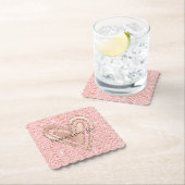 Blush Pink Rose Gold Glitter Hart Vrede Liefde Kartonnen Onderzetters (Insitu)