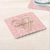 Blush Pink Rose Gold Glitter Hart Vrede Liefde Kartonnen Onderzetters (Gebogen)