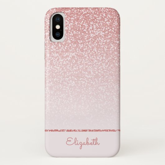 Blush Pink Rose Gold Glitter Stripe gepersonalisee Case-Mate iPhone Case (Achterkant)