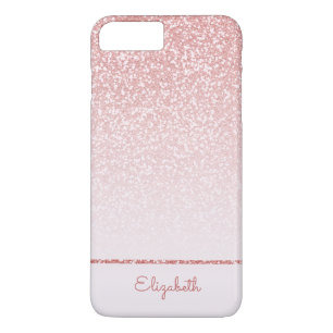 Blush Pink Rose Gold Glitter Stripe gepersonalisee iPhone 8/7 Plus Hoesje