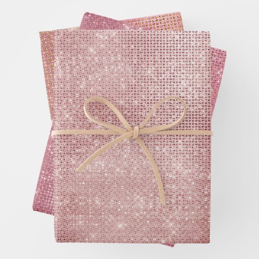 Blush Pink Rose Gold Glitzy Chic Glam Sparkle Inpakpapier Vel (In situ)