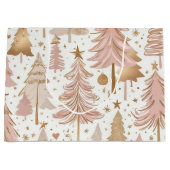 Blush Pink Rose Gold Kerstbomen Patroon Groot Cadeauzakje (Voorkant)
