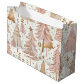 Blush Pink Rose Gold Kerstbomen Patroon Groot Cadeauzakje (Voorkant Gekanteld)