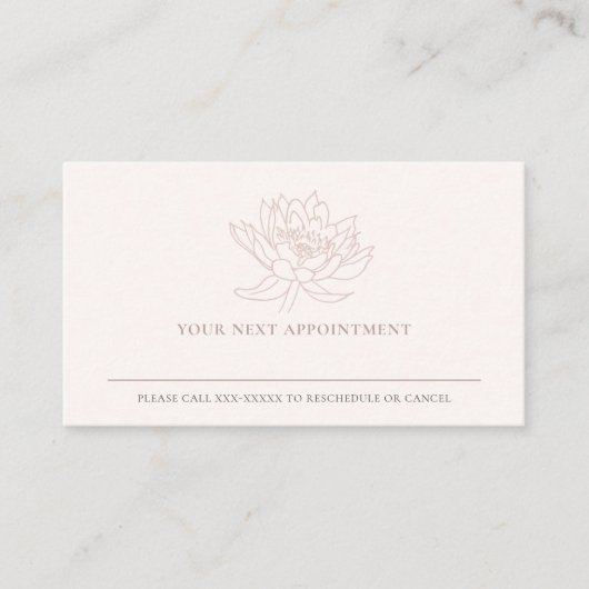 BLUSH PINK ROSE GOLD LOTUS FLORAL APPOINTUS VISITEKAARTJE (Voorkant)