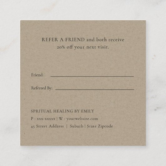 BLUSH PINK ROSE GOLD LOTUS FLORAL REFER A FRIEND VIERKANTE VISITEKAARTJE (Achterkant)