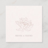 BLUSH PINK ROSE GOLD LOTUS FLORAL REFER A FRIEND VIERKANTE VISITEKAARTJE (Voorkant)
