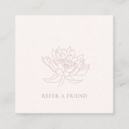 BLUSH PINK ROSE GOLD LOTUS FLORAL REFER A FRIEND VIERKANTE VISITEKAARTJE