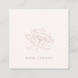 BLUSH PINK ROSE GOLD LOTUS FLORAL REFER A FRIEND VIERKANTE VISITEKAARTJE
