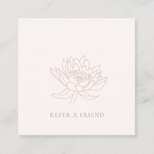 BLUSH PINK ROSE GOLD LOTUS FLORAL REFER A FRIEND VIERKANTE VISITEKAARTJE (Voorkant)