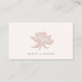 BLUSH PINK ROSE GOLD LOTUS FLORAL REFER A FRIEND VISITEKAARTJE (Voorkant)