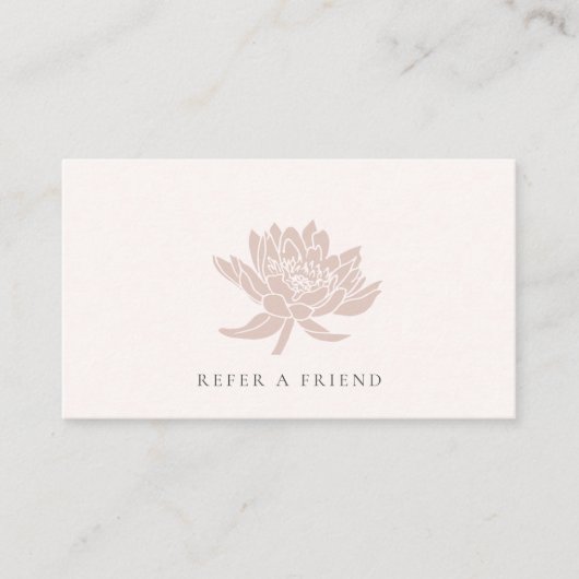 BLUSH PINK ROSE GOLD LOTUS FLORAL REFER A FRIEND VISITEKAARTJE (Voorkant)