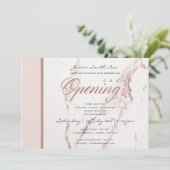 BLUSH PINK ROSE GOLD MARBLE TEXTURE GRAND OPENING KAART (Staand voorkant)