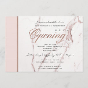 BLUSH PINK ROSE GOLD MARBLE TEXTURE GRAND OPENING KAART