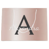 Blush Pink Rose Gold Metallic Folie Monogrammed Groot Cadeauzakje (Voorkant)