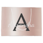 Blush Pink Rose Gold Metallic Folie Monogrammed Groot Cadeauzakje (Achterkant)