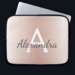 Blush Pink Rose Gold Metallic Ombre Monogram Laptop Sleeve<br><div class="desc">Blush Pink Rose Gold Metallic Modern en elegant Monogram Hoesje. Dit hoesje kan worden aangepast om uw initiaal en voornaam op te nemen en maakt een geweldig meisjeskerstcadeau of zoet 16-verjaardagscadeau.</div>