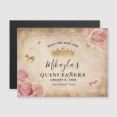 Blush Pink Rose Gold Quince Save the Date Magnets (Voorkant / Achterkant)