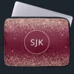 Blush Pink Rose Gold Red Bourgogne Glitter Monogra Laptop Sleeve<br><div class="desc">Blush Pink - Roos Gold en Bourgogne Red Faux Glitter en Sparkle Elegant Monogrammed Initialen Hoesje. Dit hoesje kan worden aangepast om uw initiaal en voornaam op te nemen.</div>