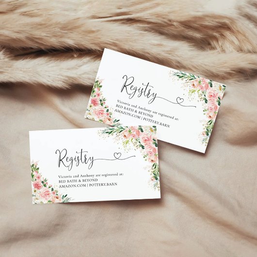 Blush Pink Rose Gold Registry Enclosure Kaart