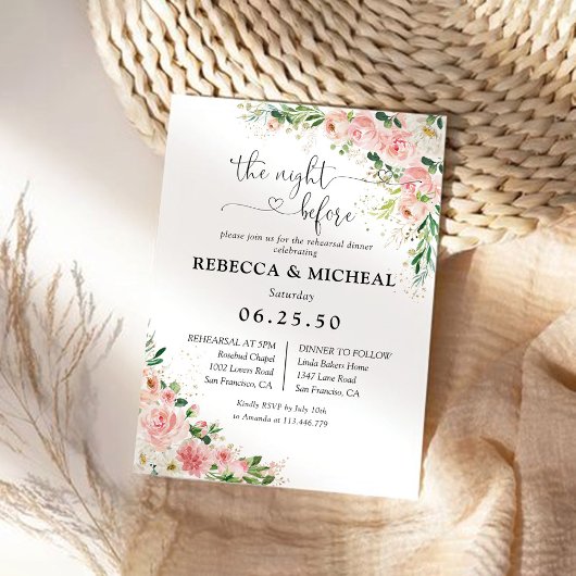 Blush Pink Rose Gold repetitie diner uitnodiging