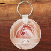 Blush Pink Rose Gold | Roos bloem Sleutelhanger (Voorkant)