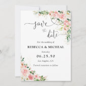 Blush Pink Rose Gold Save The Date Cards (Voorkant)