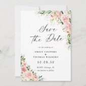 Blush Pink Rose Gold Save The Date Kaart (Voorkant)