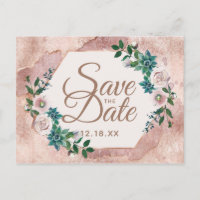 Blush Pink Rose Gold vetplanten Save the Date