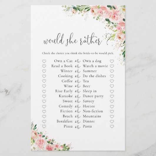 Blush Pink Rose Gold Vrijgezellenfeest spel (Voorkant)
