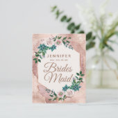 Blush Pink Rose Gold Wil je mijn bruidsmeisje zijn Kaart (Staand voorkant)