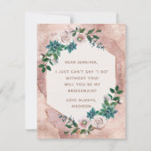 Blush Pink Rose Gold Wil je mijn bruidsmeisje zijn Kaart (Achterkant)
