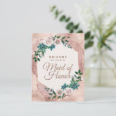 Blush Pink Rose Gold wil je mijn bruidsmeisje zijn Kaart (Staand voorkant)
