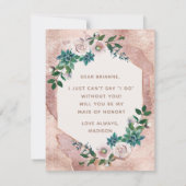 Blush Pink Rose Gold wil je mijn bruidsmeisje zijn Kaart (Achterkant)
