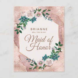 Blush Pink Rose Gold wil je mijn bruidsmeisje zijn Kaart