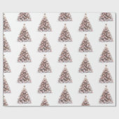 Blush Pink Rose Gold Witte Kerstbomen Cadeaupapier (Vlak)