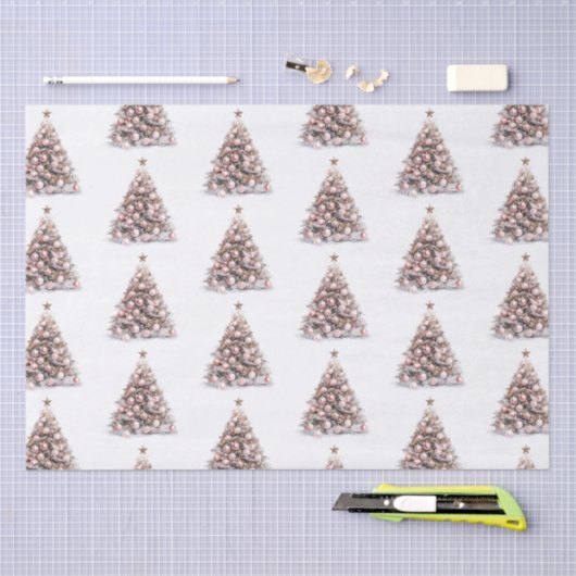 Blush Pink Rose Gold Witte Kerstbomen Tissuepapier (Craft)