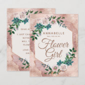 Blush Pink Rose Gold wordt mijn Bloemenmeisje Kaart (Voorkant / Achterkant)