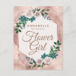 Blush Pink Rose Gold wordt mijn Bloemenmeisje Kaart