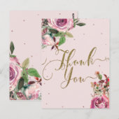 Blush Pink Rose Goud Bloemen Modern Dank u Briefkaart (Voorkant / Achterkant)