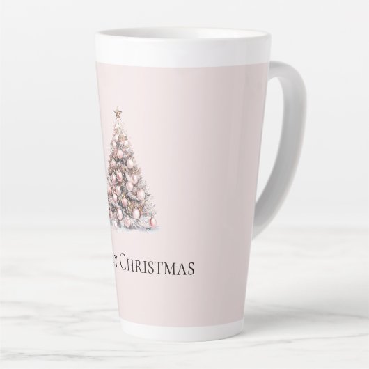 Blush Pink Rose Goud Witte Kerstboom Latte Mok (Rechterhoek)