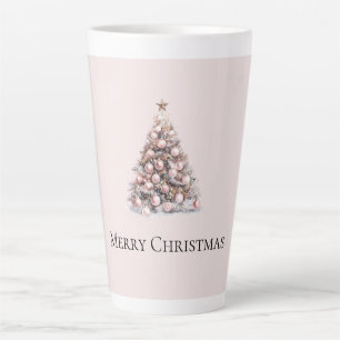 Blush Pink Rose Goud Witte Kerstboom Latte Mok