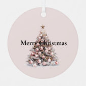 Blush Pink Rose Goud Witte Kerstboom Metalen Ornament (Voorkant)