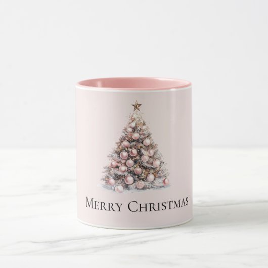 Blush Pink Rose Goud Witte Kerstboom Mok (Midden)