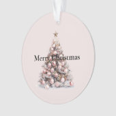 Blush Pink Rose Goud Witte Kerstboom Ornament (voorkant)