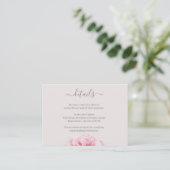 Blush Pink Rose Grey Floral Wedding Hotel Detail Informatiekaartje (Staand voorkant)
