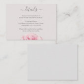 Blush Pink Rose Grey Floral Wedding Hotel Detail Informatiekaartje (Voorkant / Achterkant)